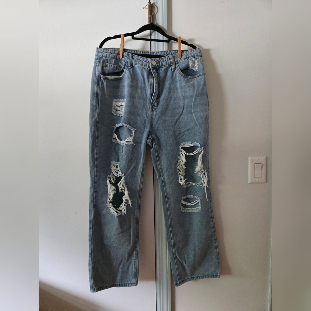 Distressed Blue Jeans